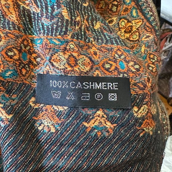 Unbranded Scarf Womens Rectangle Cashmere Orange Turquoise Boho Floral Fringe - Picture 11 of 11